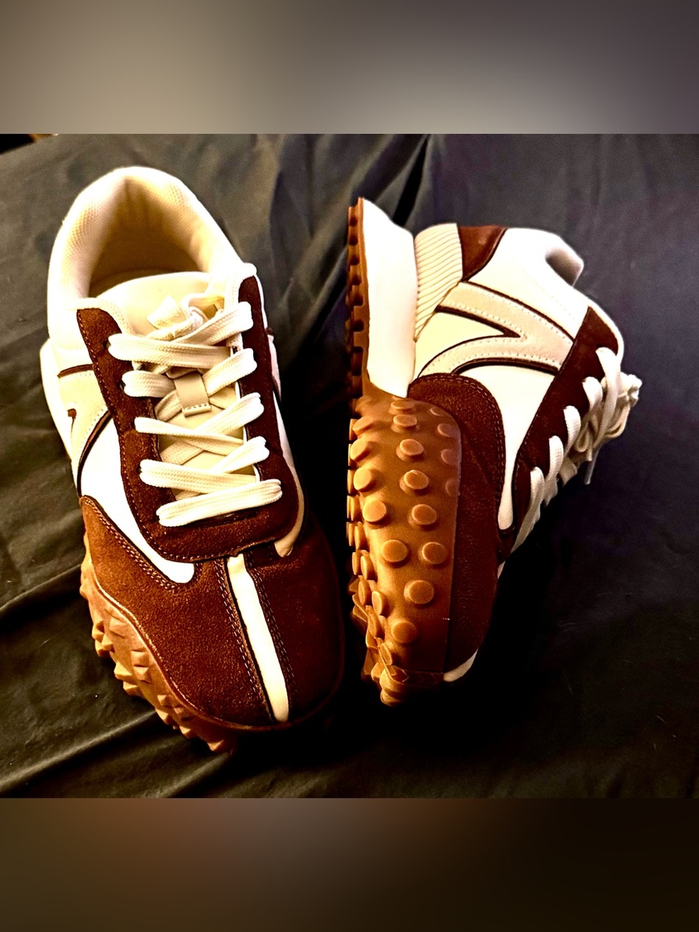 FashionNova Riggs LaceUp Sneakers Beige/Brown Sz. W7